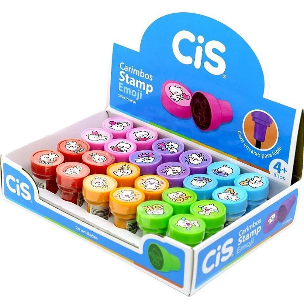 Carimbo Pedagógico Sertic CIS Stamp Emoji 24 Unidades
