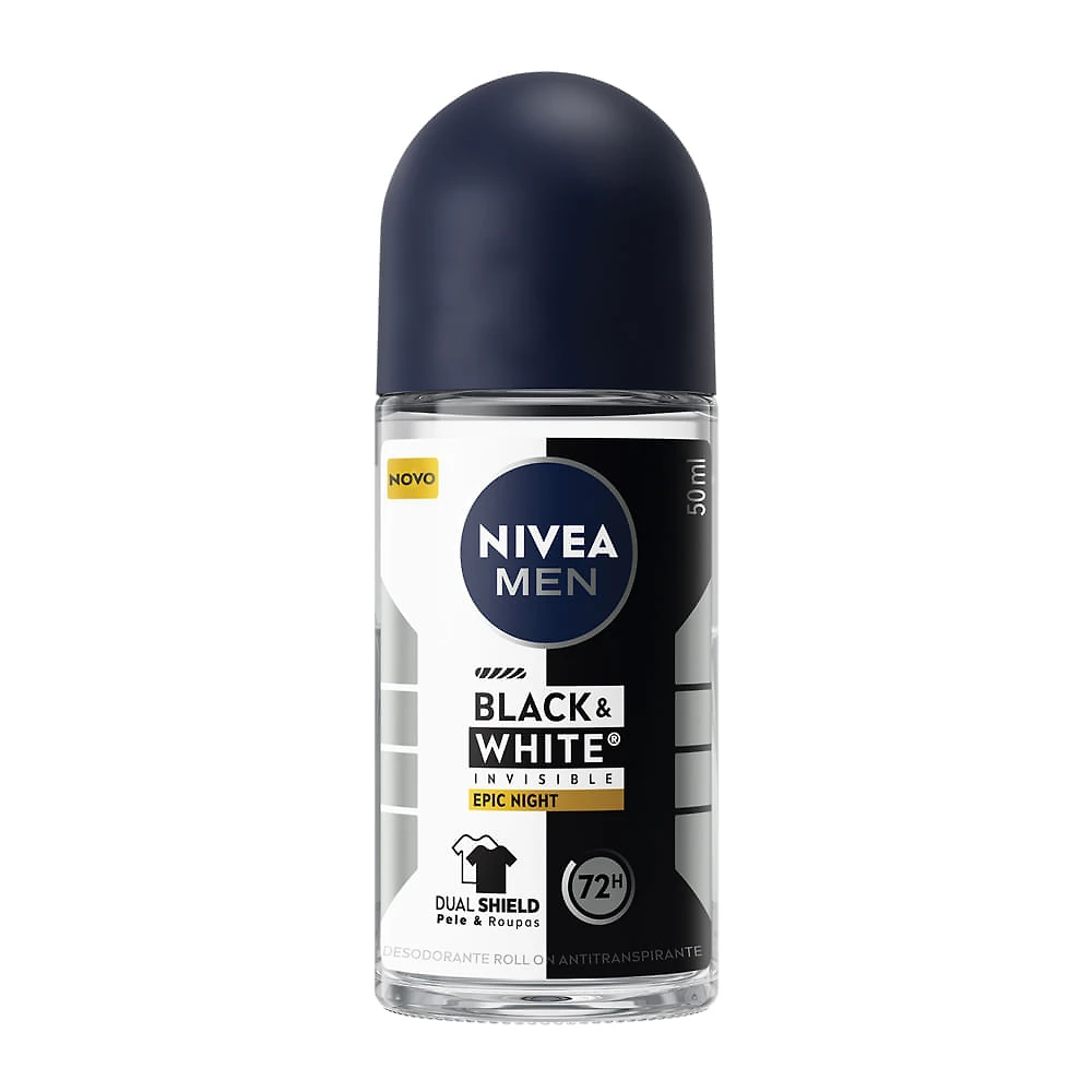 Desodorante Nivea Men Roll-on Black White Invisible Epic Night Antitranspirante 72h 50ml