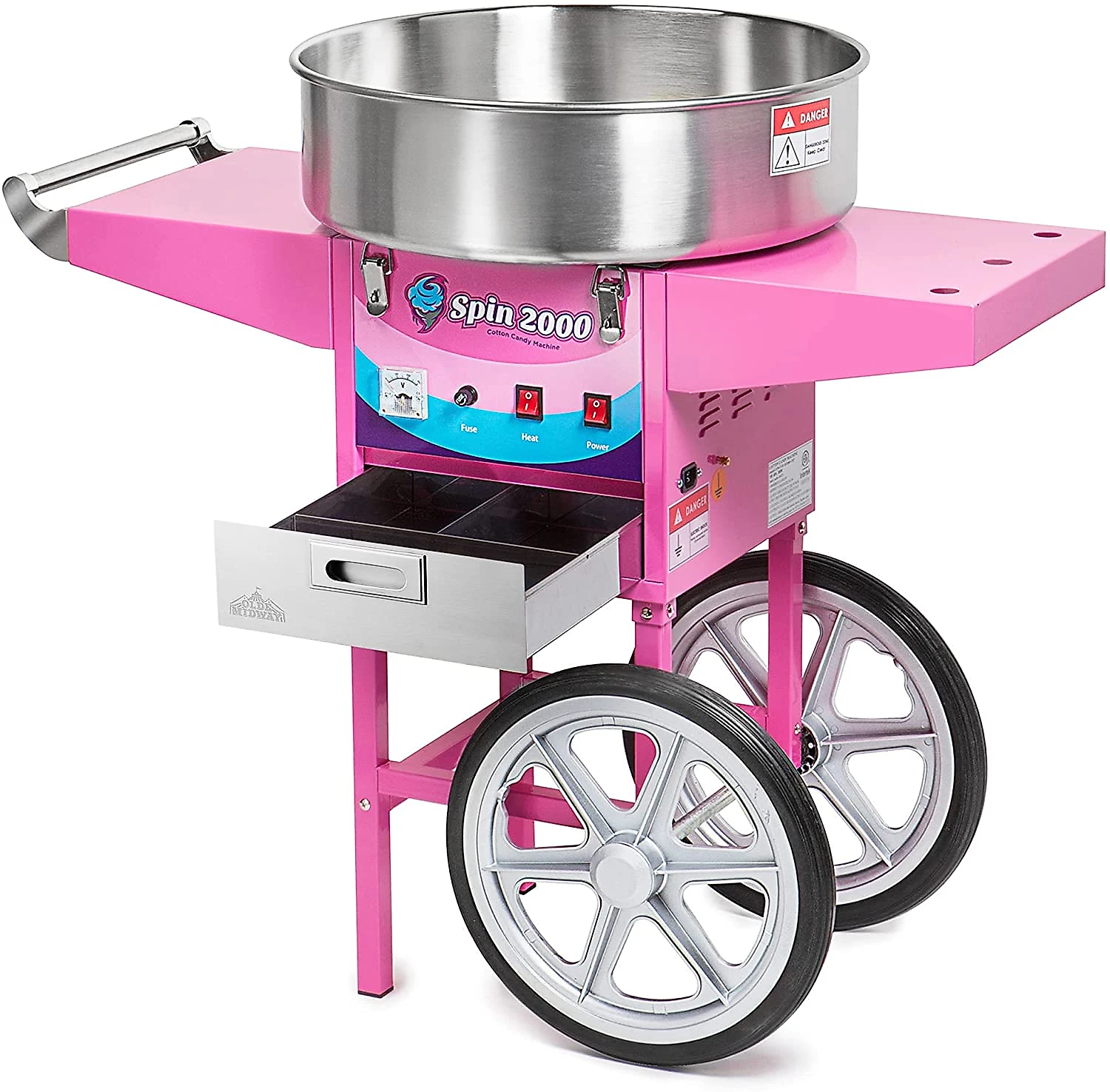 Olde Midway Máquina de Algodão Doce Comercial Aço Inoxidável 110 V950W Rosa