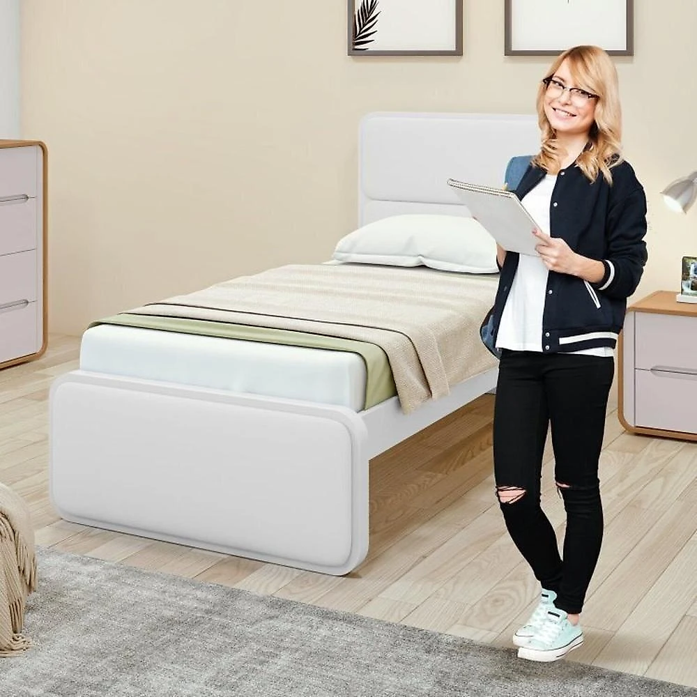 Quarto Infantil com 2 Camas de Solteiro Loop e 1 Cômoda Maggiore Quarto Infantil com 2 Camas de Solteiro Loop e 1 Mesa de Cabeceira Maggiore Branco