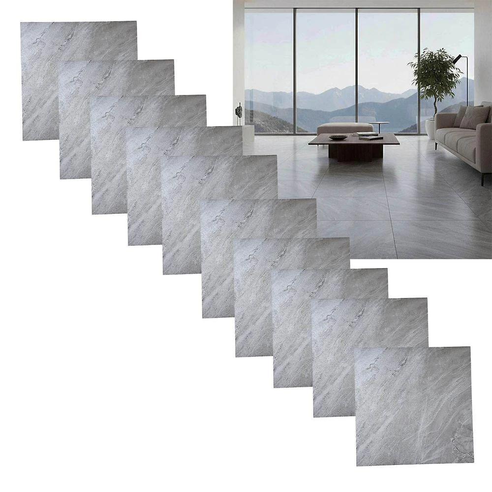 Piso Vinílico Autocolante BSL3836 PVC Quadrado Brilhante para Interno Cinza 60CM 10 Unidades