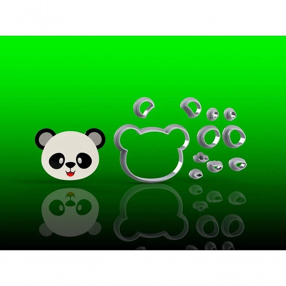 Cortador Urso Panda Rosto Mod 2 Plástico PLA Branco 9CM HB Formas e Cortadores