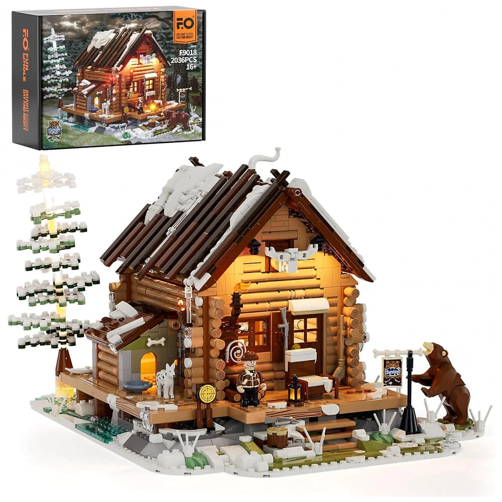 Kit de Construção Cabine de Caça Retrô com Luz LED e 2036 Peças, FUNWHOLE
