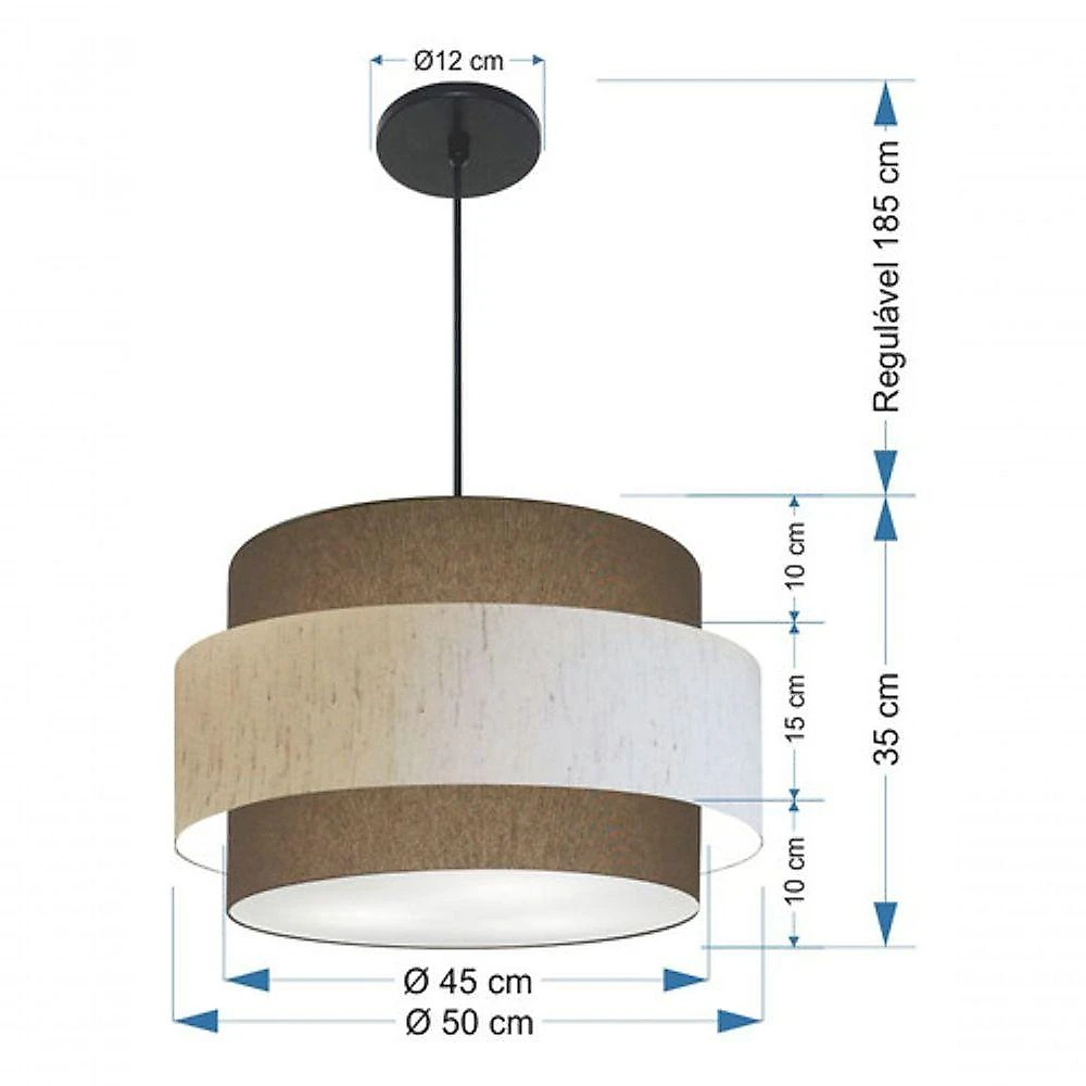 Lustre Para Sala De Jantar Vivare Md-4394 Cúpula Em Tecido 50cm Cáqui-linho-bege-cáqui 127/220v