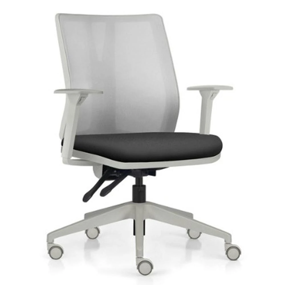 Cadeira De Escritório Giratória Diretor Flow F02 Base Cinza Sintético Preto - Lyam Decor