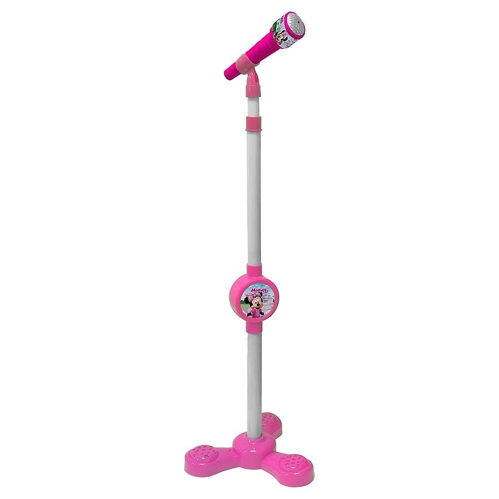 Microfone com Pedestal Minnie Conexão a Fio Karaokê Vermelho Candide