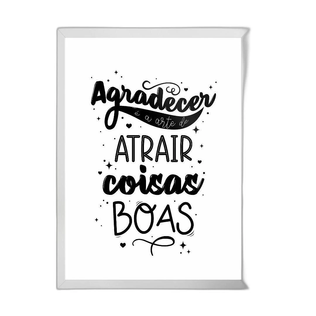Miniatura Quadro Agradecer É A Arte De Atrair Coisas Boas 24X18Cm