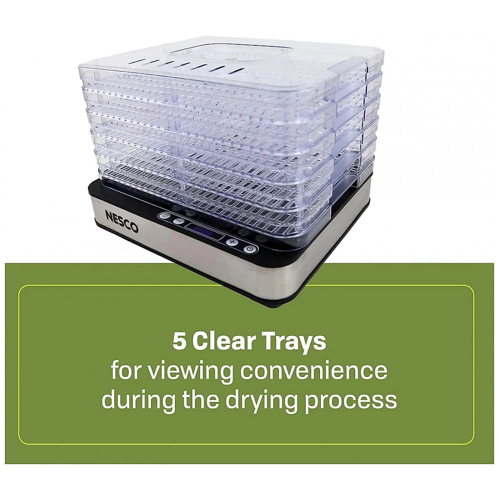 Desidratador de Alimentos NESCO FD-5TC Transparente 5 Bandejas Timer Digital 120V