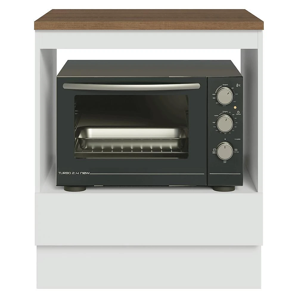 Balcão forno/microondas 70x60 cm 1 gav bra c/t rustic madesa branco/rustic