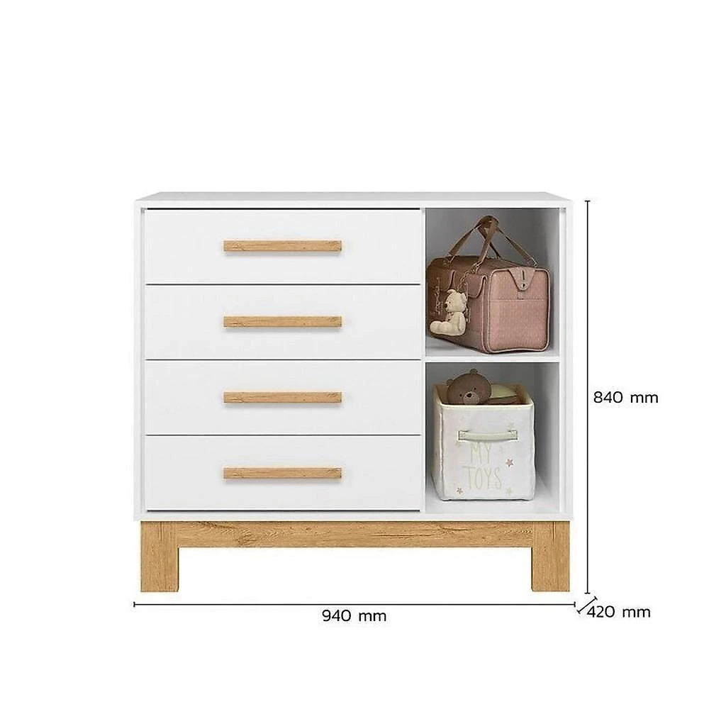 Quarto para Bebê Completo com Guarda-roupa, Berço e Cômoda Slim Branco Acetinado