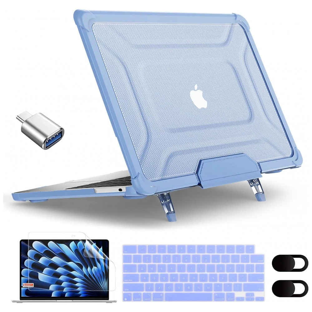 Capa Rígida Antichoque Sky Blue XK para MacBook Air 15″ (2023–2025, Modelos A3241/A3114/A2941, M2/M3/M4) – MEEgoodo