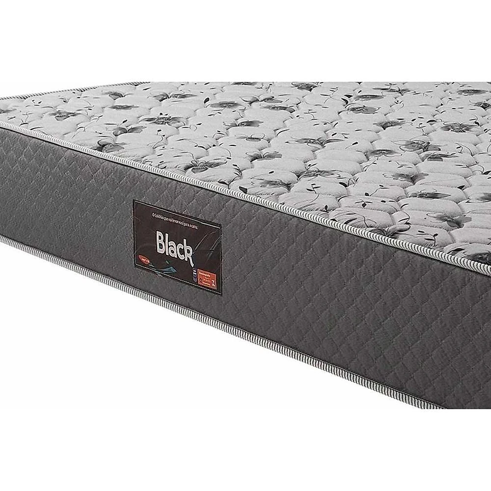 Conjunto Box Solteiro Colchão Espuma Herval D28 AG65 Black com Base CRC Suede Gray 78x188CM Herval