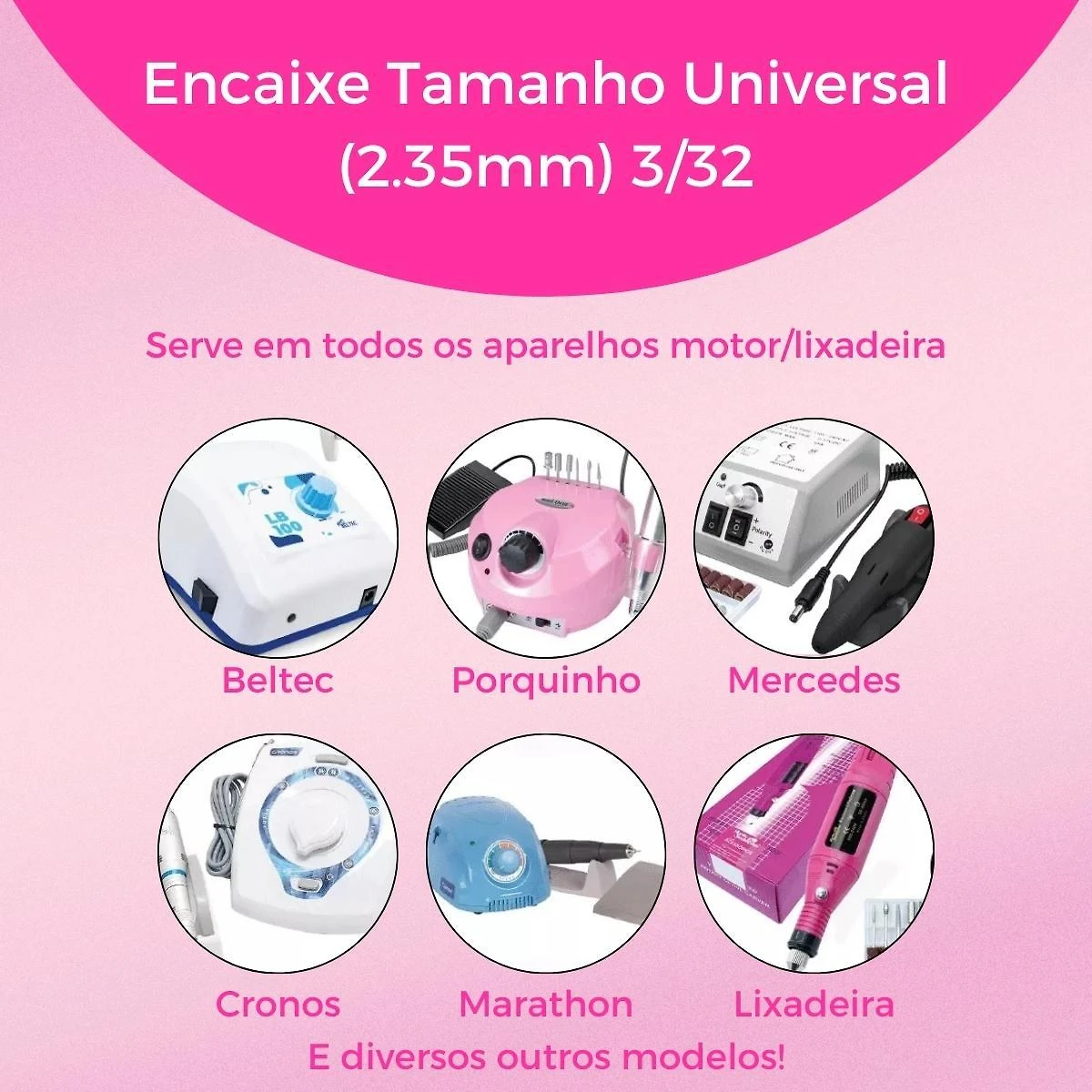 Kit 6 Brocas Tungstênio Cerâmica Lixadeira Unhas Gel Fibra
