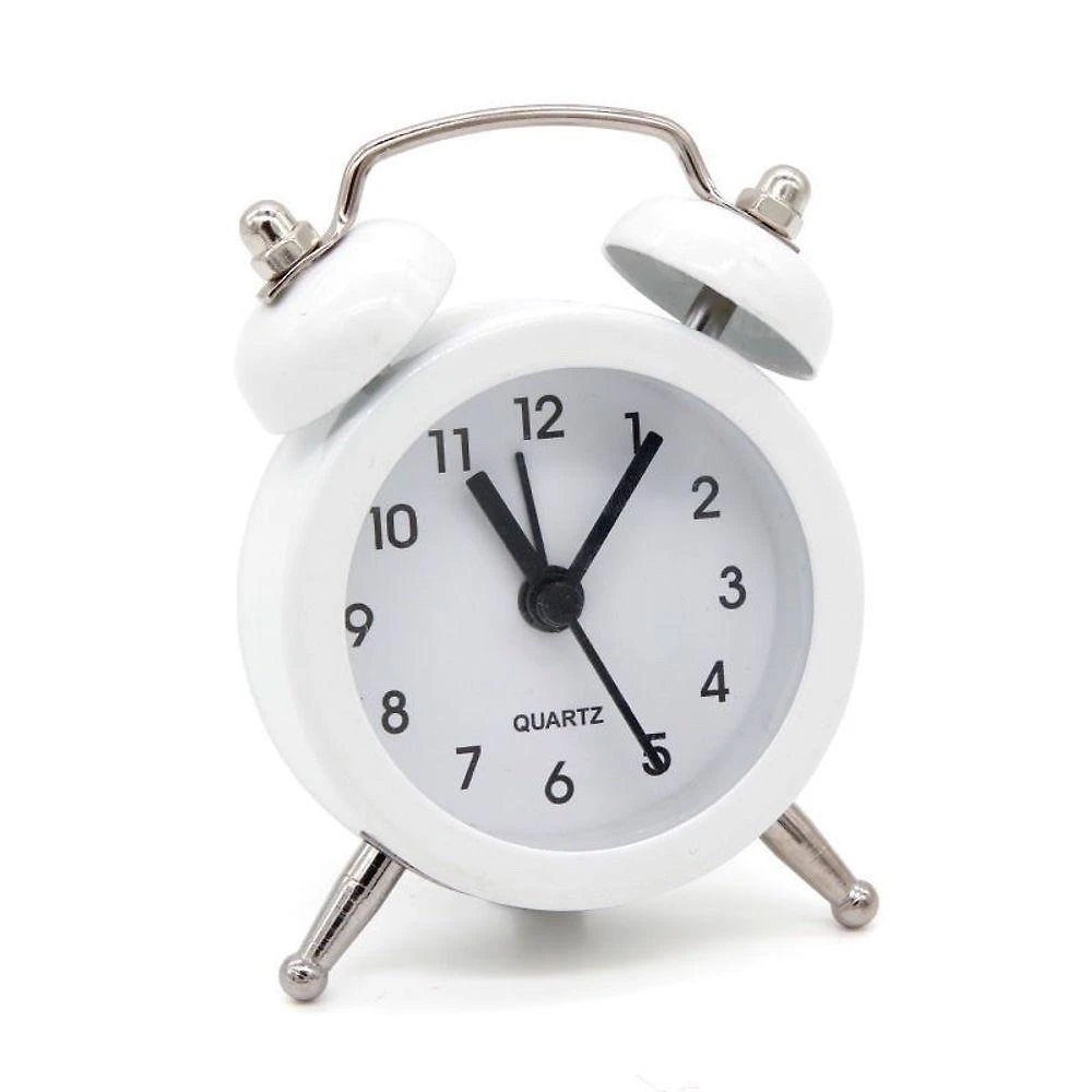 Relógio Despertador de Mesa OEM Mini Analógico Pequeno Redondo com Alarme Bip Branco