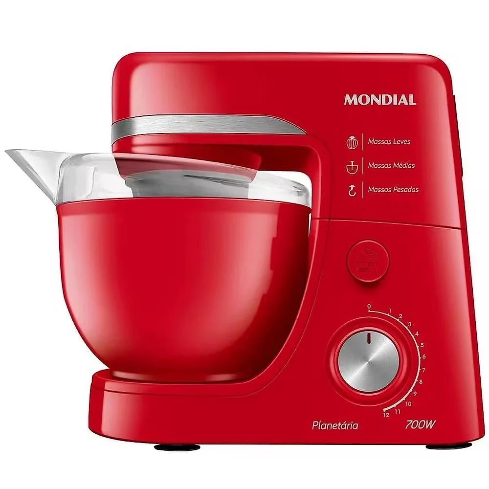 Batedeira planetária mondial bp-03 com 12 velocidades e 700w - vermelha 110