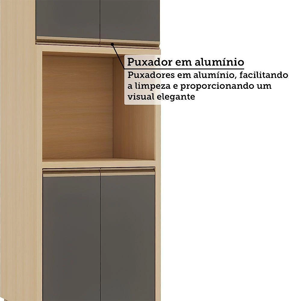 Paneleiro Brise 4 Portas 2 Prateleiras MDP 70CM Amadeirado Luciane Móveis