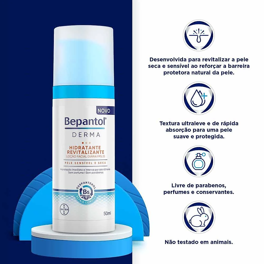 Bepantol derma hidratante revitalizante - loção facial diária fps25 50ml