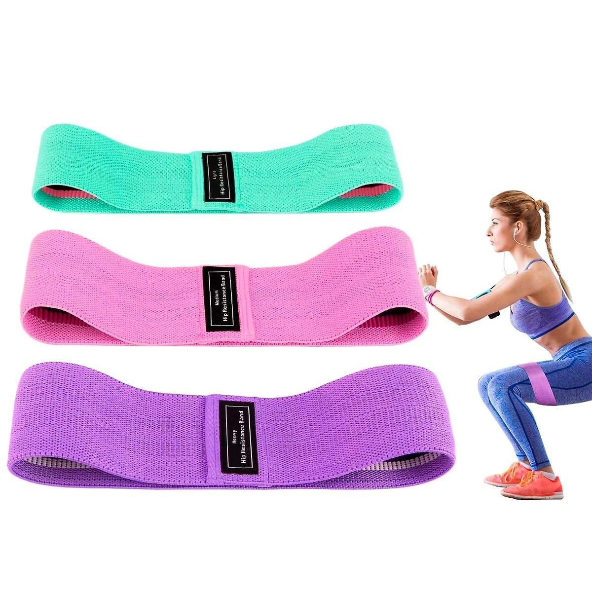 Miniatura Hip Band Kit 3 Faixas Elasticas Treino Gluteos Pernas