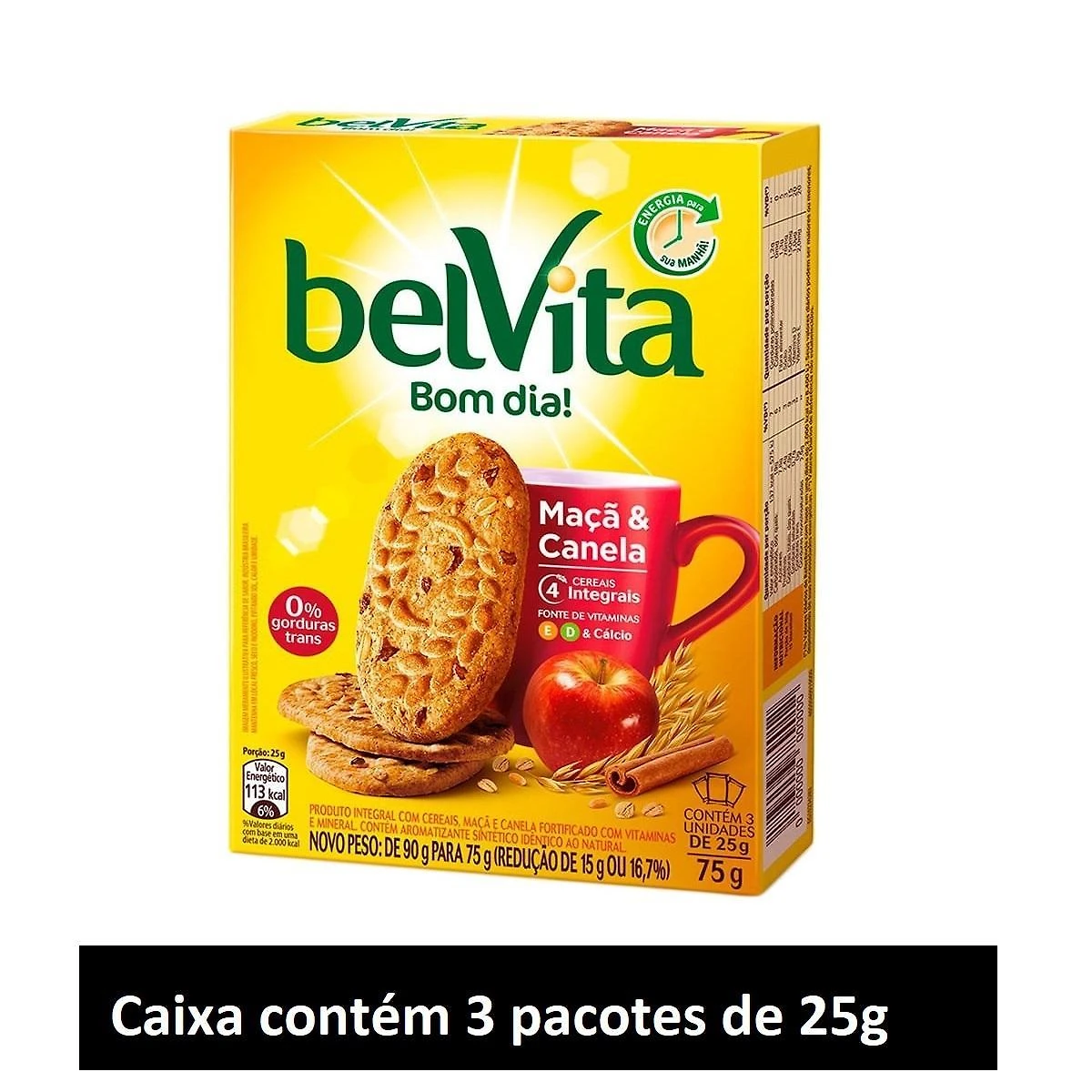 Miniatura Biscoito Integral Belvita Maçã E Canela 75G Kit Com 5 Caixas