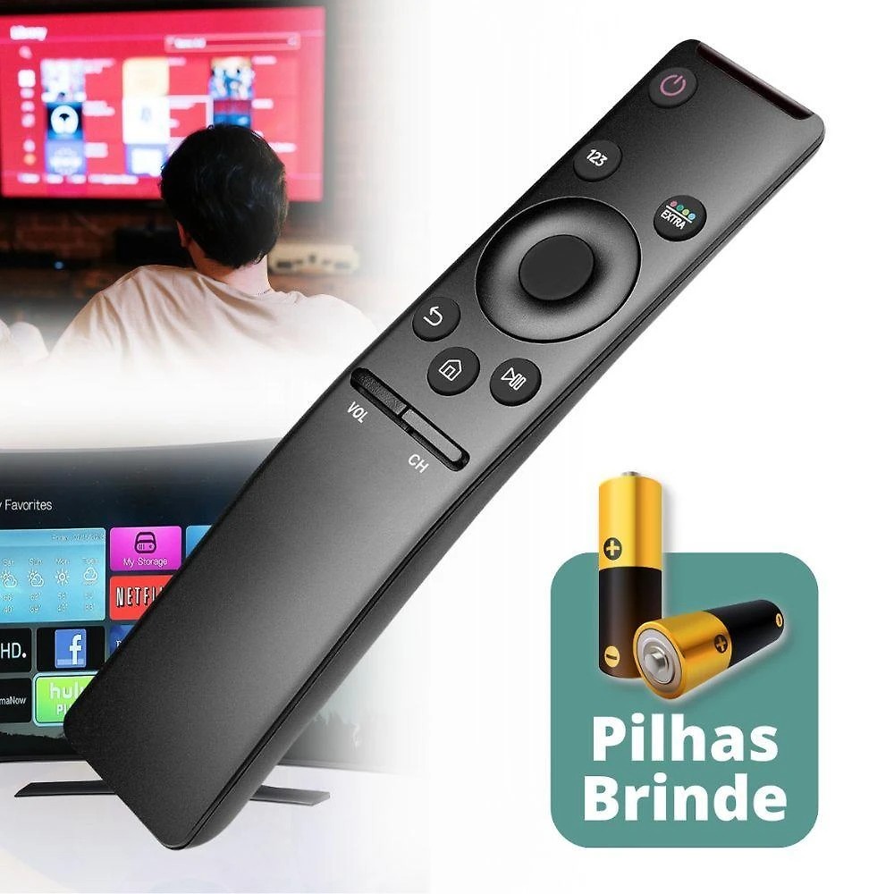 Controle Remoto para TV OEM Compatível com Samsung Smart 4K com 2 Pilhas AA Versão Preta