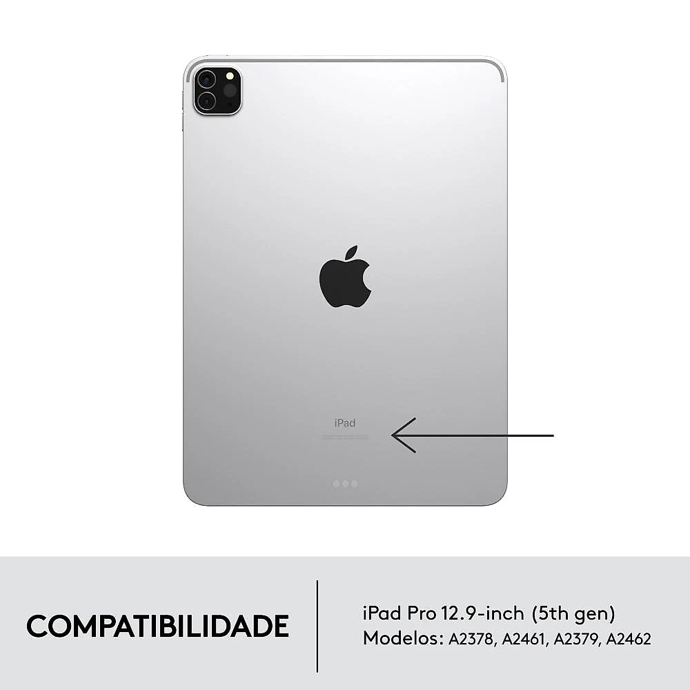 Capa com Teclado Logitech Combo Touch para iPad Pro 12.9" 5ª e 6ª Gerações - Cinza