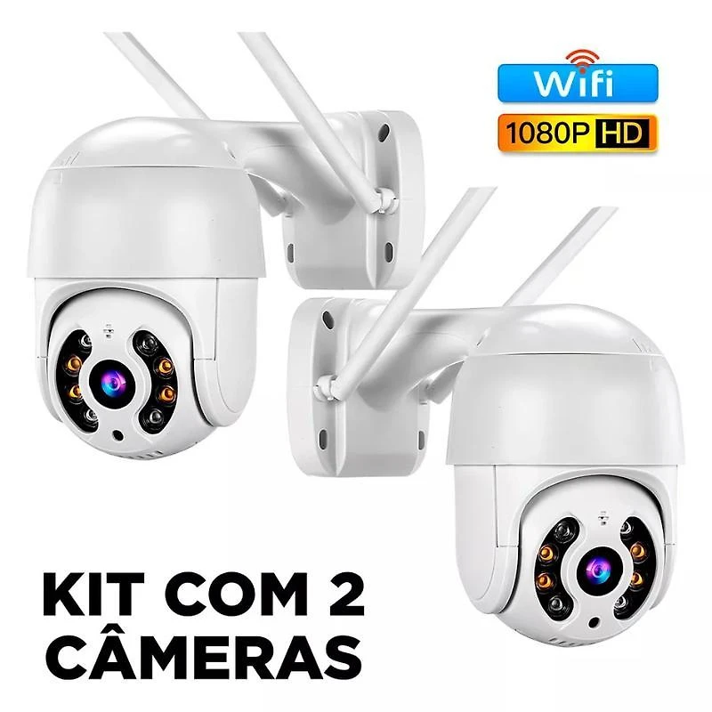 Miniatura Kit 2 Wifi Ip Camera Ipc 360 Wireless Sem Fio A Prova Dágua