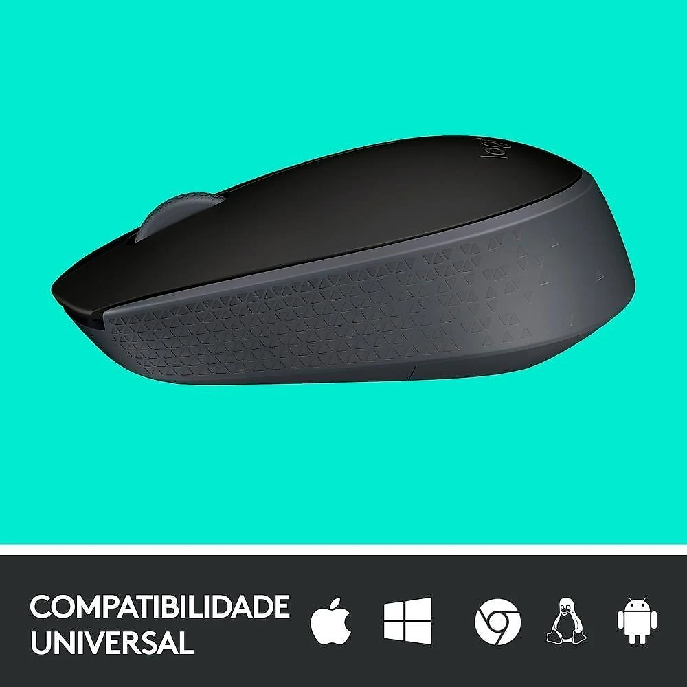 Mouse sem fio Logitech M170 com Design Ambidestro Compacto, Conexão USB e Pilha Inclusa, Preto - 910-004940