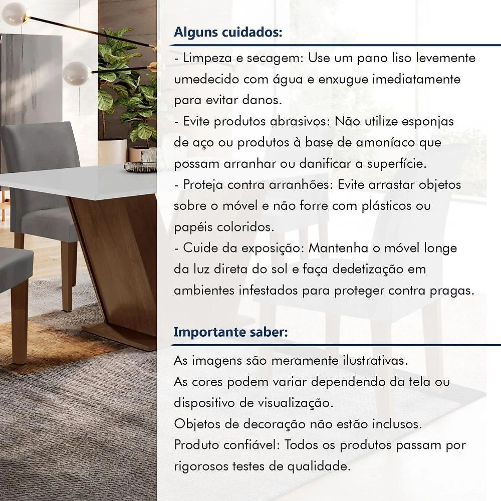 Conjunto Sala de Jantar Mesa 120x80cm Tampo Mdf com 4 Cadeiras Espanha Yescasa Chocolate/Grafite