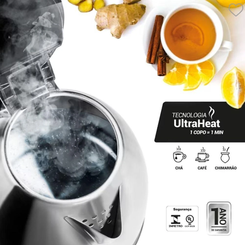 Chaleira Elétrica EOS Chef Gourmet ECH01 1,8L Inox 220V