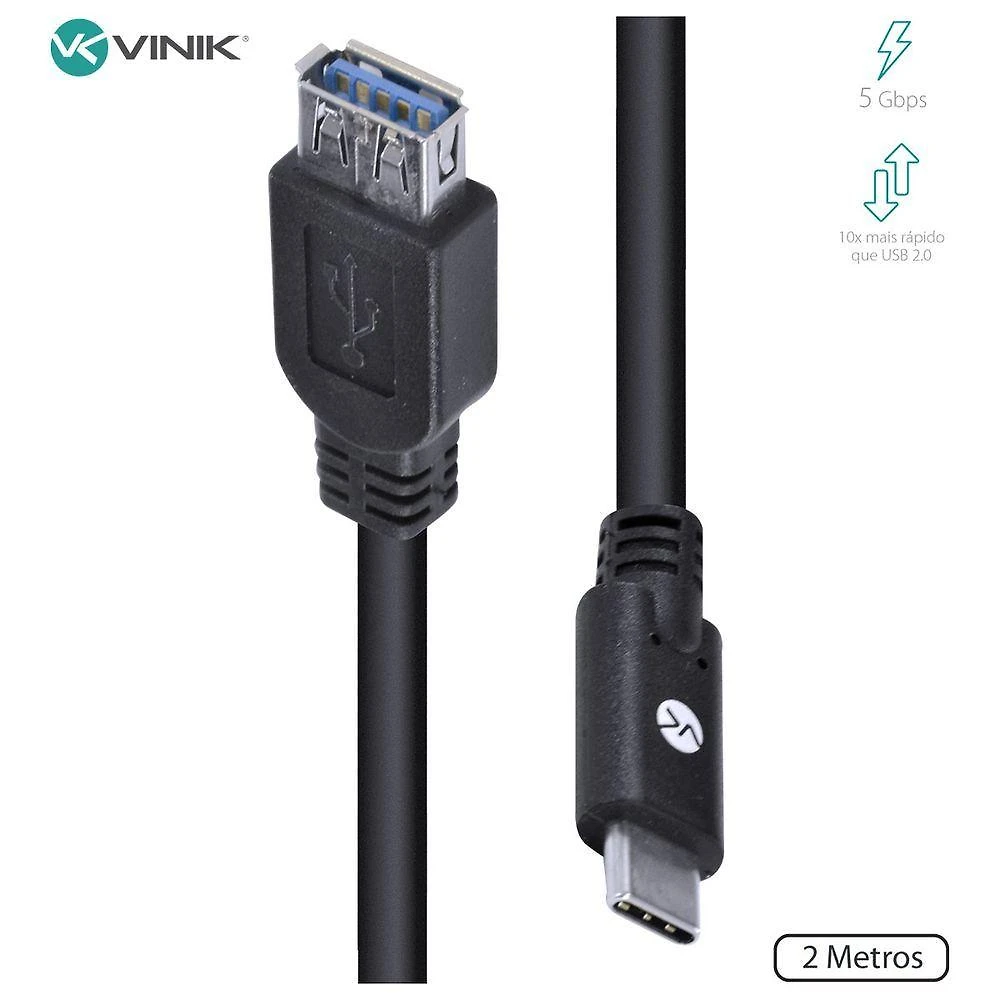 Cabo Usb Tipo C Para Extensor Usb A Femea V3.2 Gen1 5gbps 2 Metros - C32uaf-2