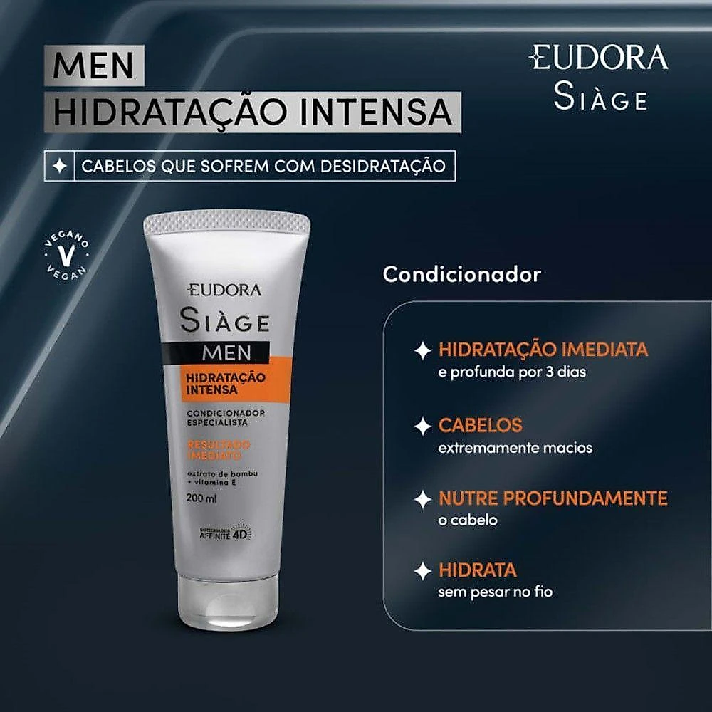 Kit Shampoo Antiqueda E Condicionador Hidratação Masculino Crescimento Eudora Siàge Men