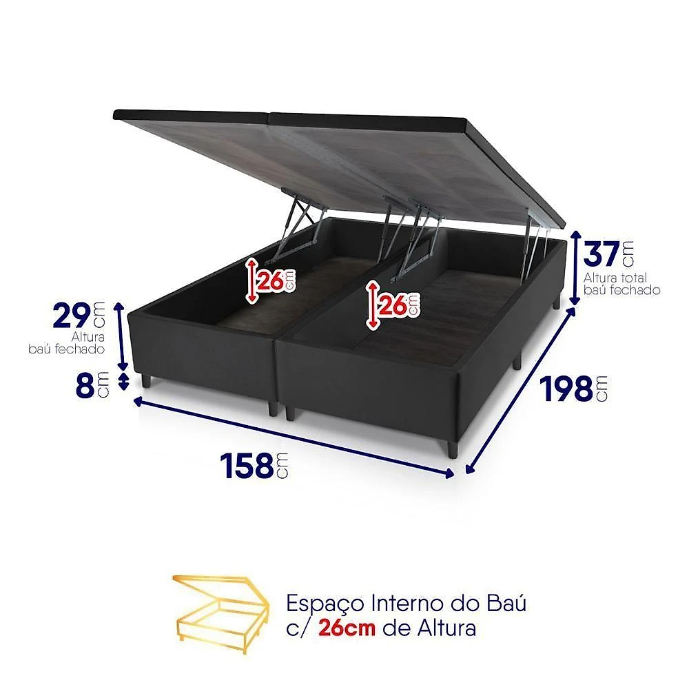 Cama Box Baú Durban Espuma D28 Queen 158x198 King House