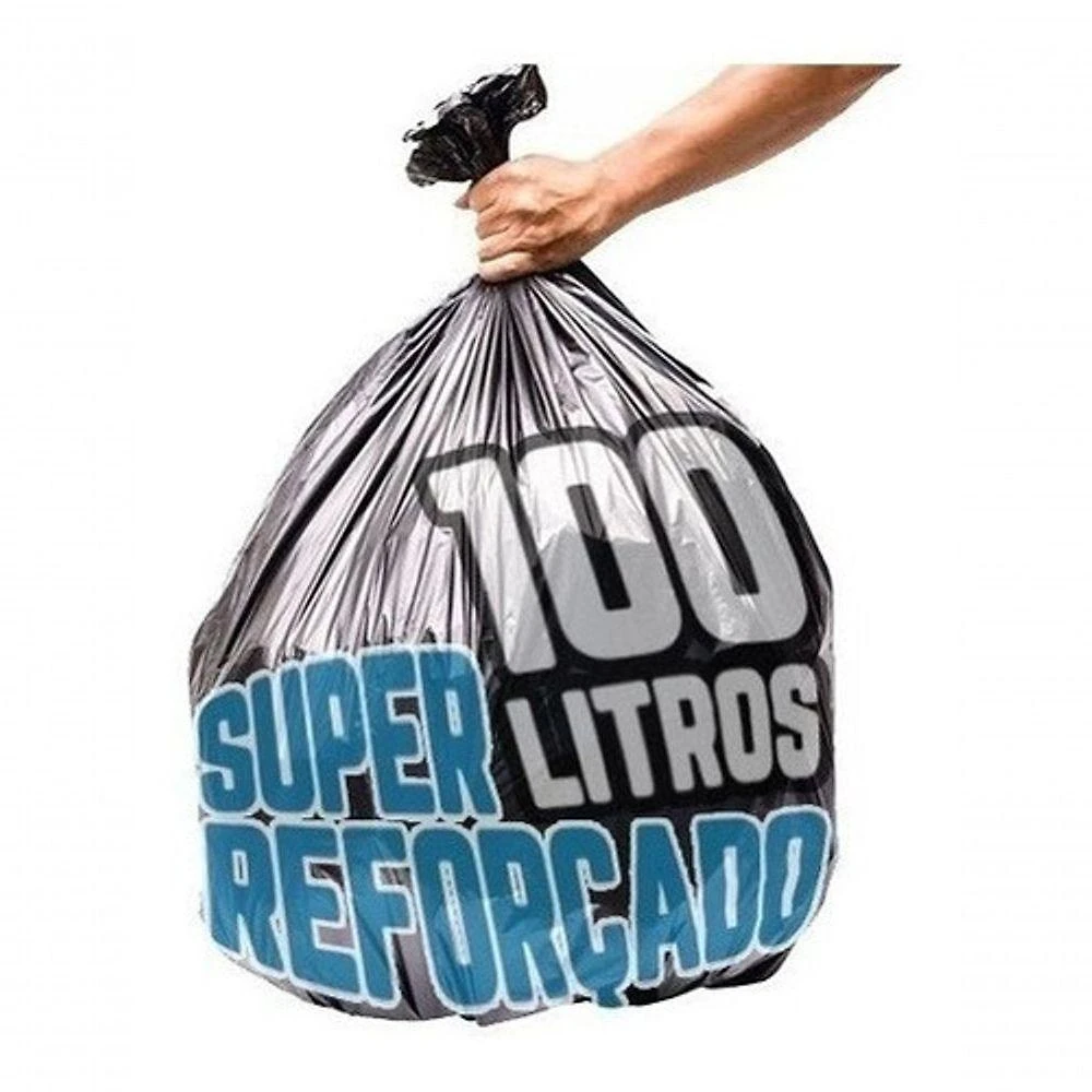Saco de Lixo 100 Litros 100 un Super Reforçado para Descarte de Resíduos Preto Higipack