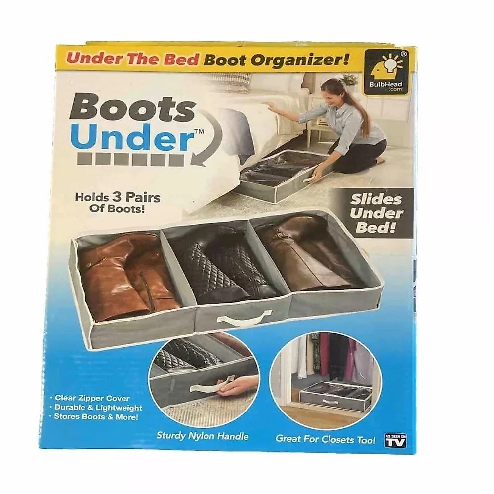 Organizador de Calçados Dobrável para Baixo da Cama TNT + Ziper com Alça e Zíper Duplo 3 Pares 80CM