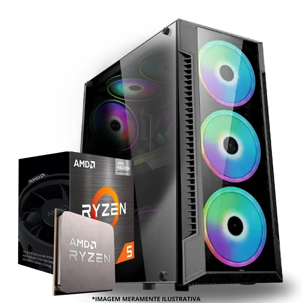 Miniatura Pc Gamer Amd Ryzen 5 4600g, 8gb Ram, Placa De Video Radeon Vega 7, Ssd 240gb, Fonte 200w + Kit Gamer Completo