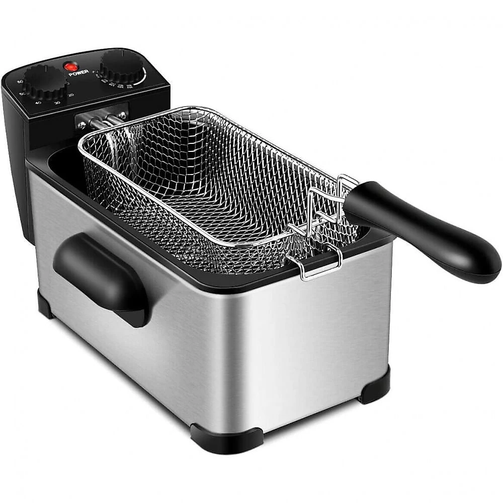 COSTWAY Fritadeira Elétrica Industrial a Óleo 3L com C ontrole de Temperatura 1700W110V Aço Inox