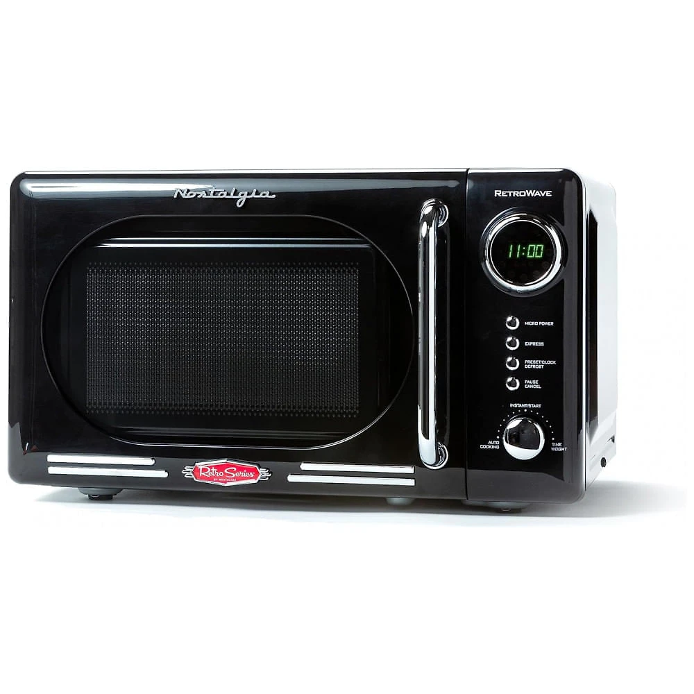 Micro ondas Retro de Bancada 19 Litros Multifuncional, 700W, 110v, NOSTALGIA NRMO7BK, Preto