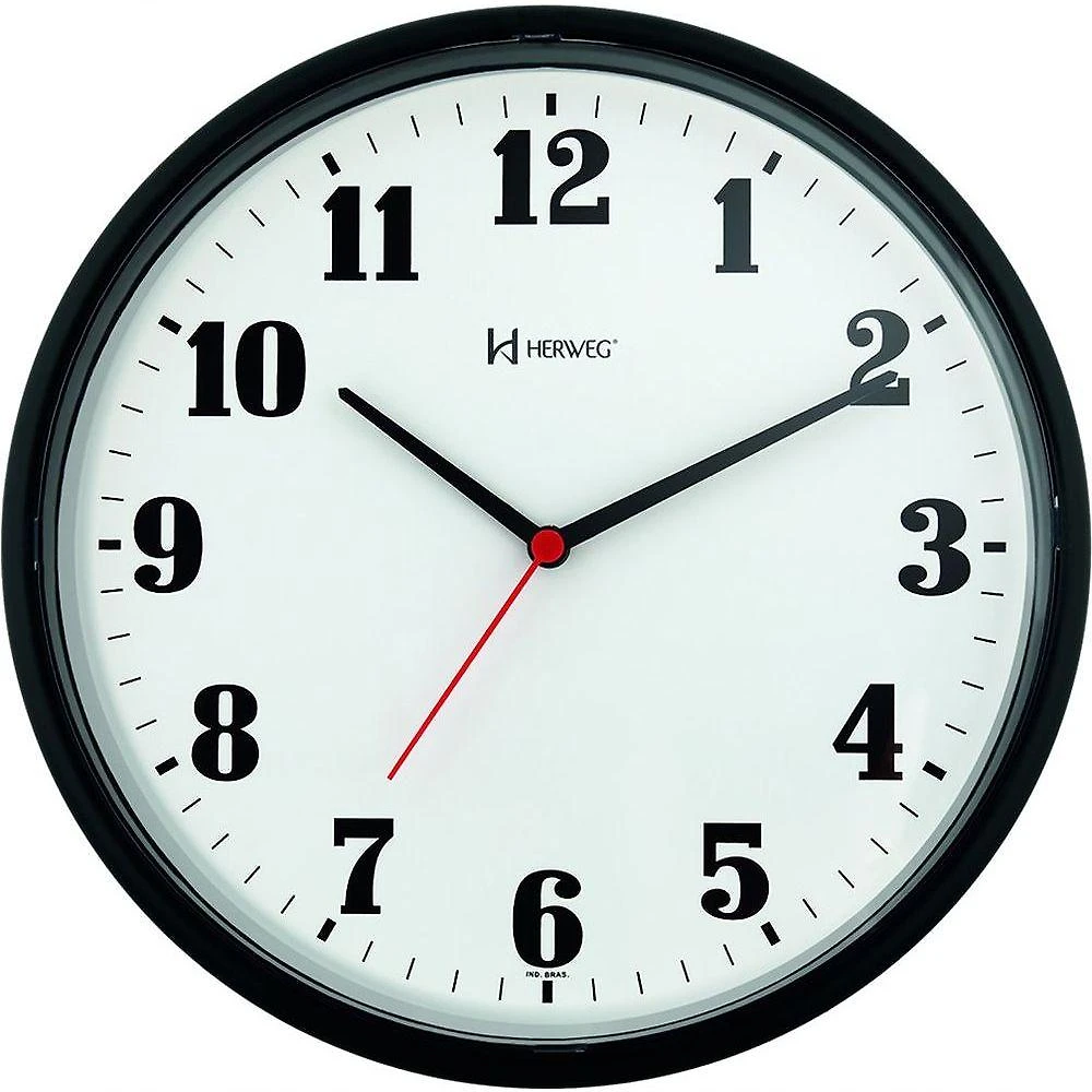 Relógio De Parede Preto 26cm Com Tic-tac Herweg 6126 Preto