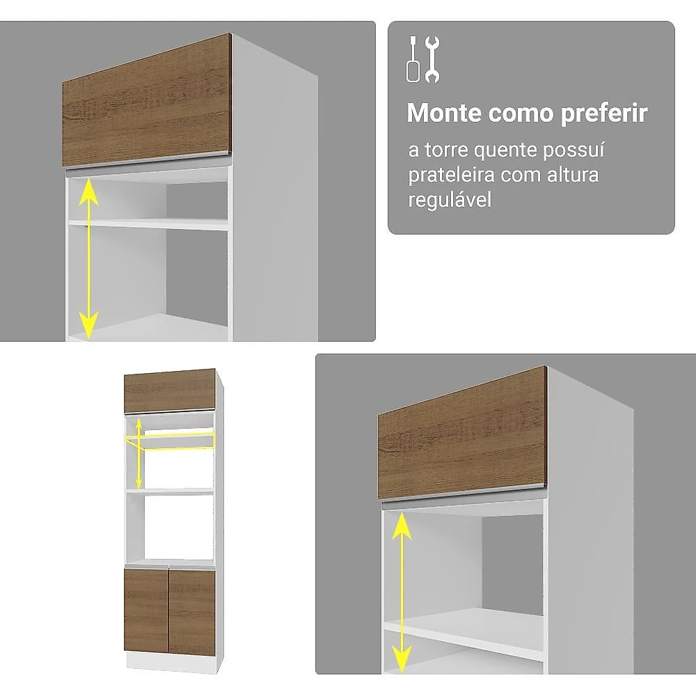 Armário de cozinha completa 549cm glamy madesa 01 branco