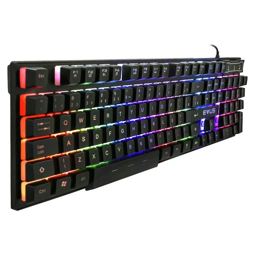 Teclado Gamer Evus TC-11B Jellybeans 107 Teclas ABNT2 Iluminação LED Rainbow