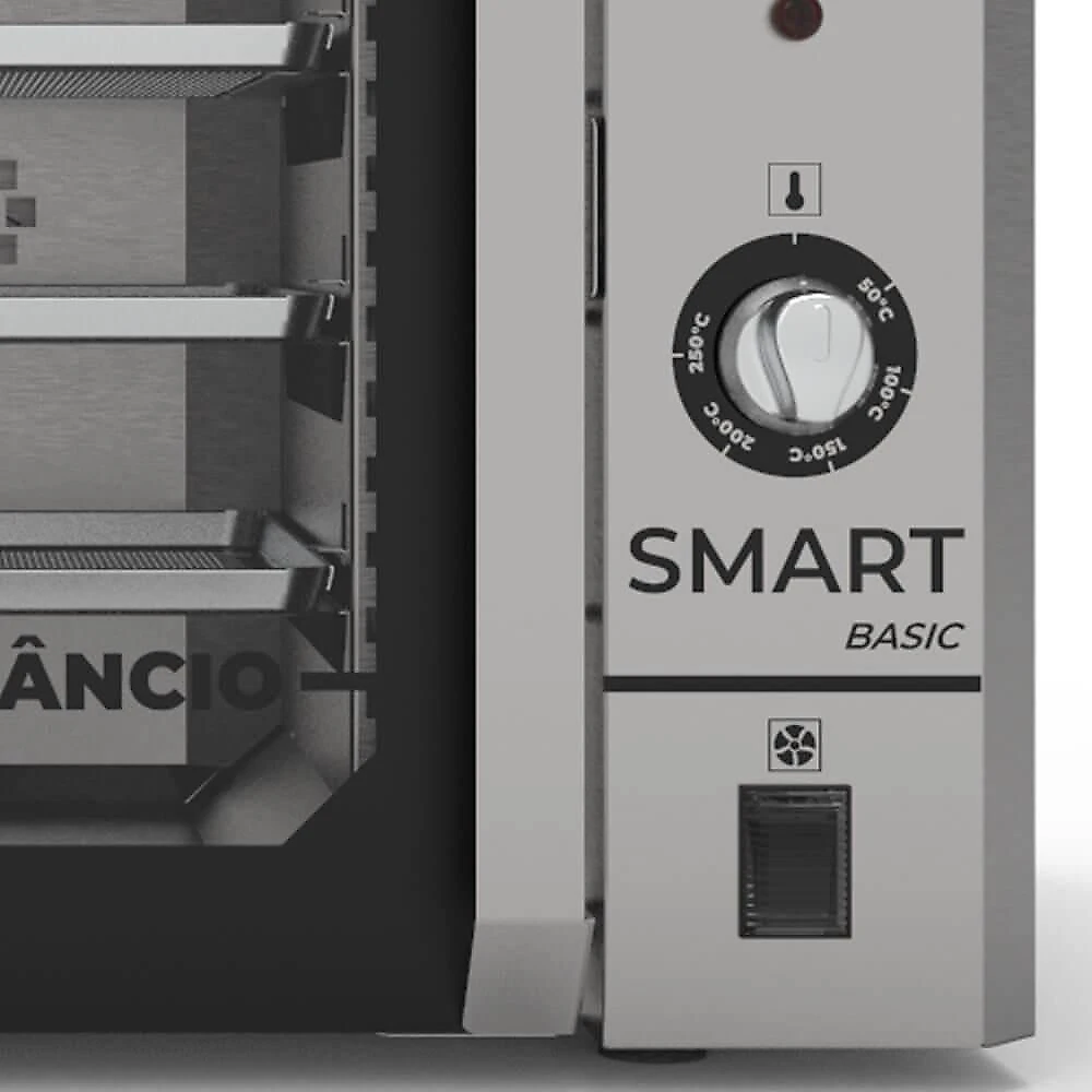 Forno Convector Venâncio Smart Basic 4 Esteiras Com Corpo Preto E Painel Inox 220V Fcsb4eprin