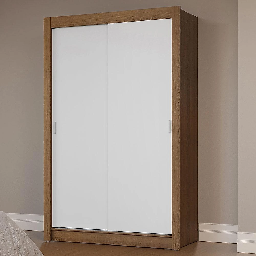 Guarda-roupa solteiro 2 portas de correr rustic/branco milano madesa