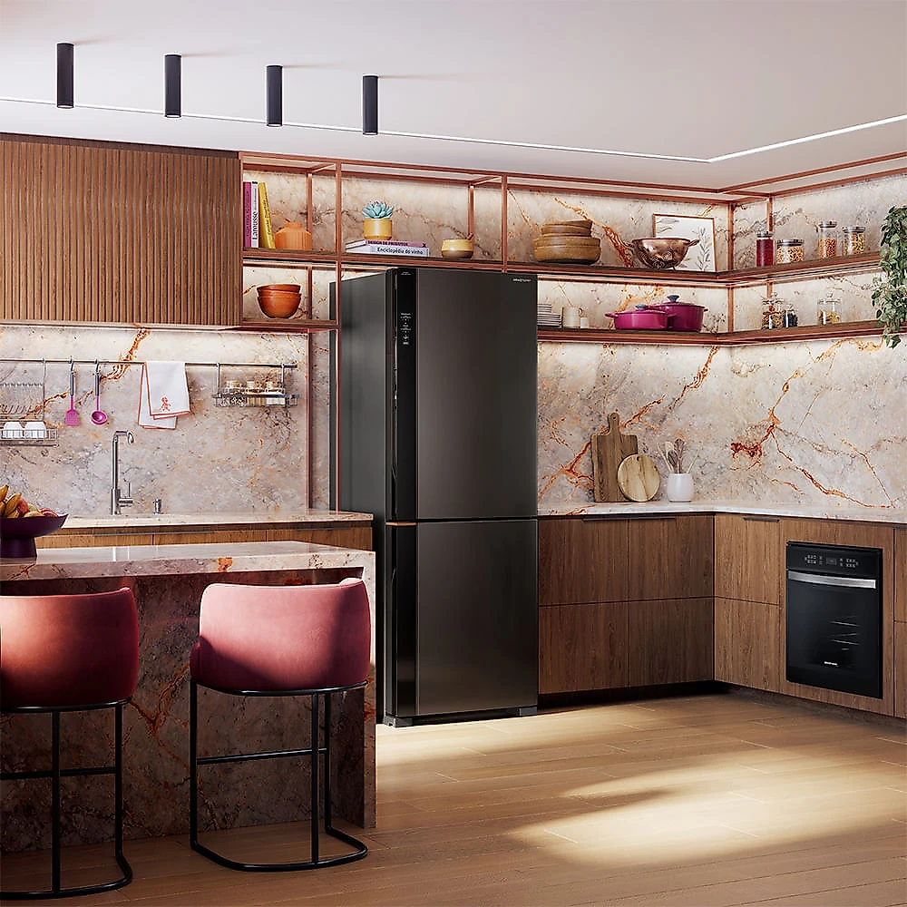 Refrigerador Inverse Brastemp de 02 Portas Frost Free 500L Classe A Inteligente com Fresh Space Preto - BRE66AE Bivolt