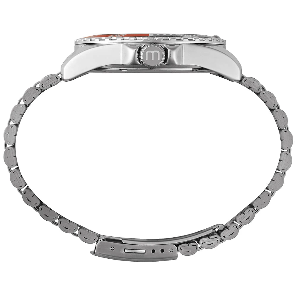 Miniatura Relógio Masculino Prata Aço Redondo 45mm
