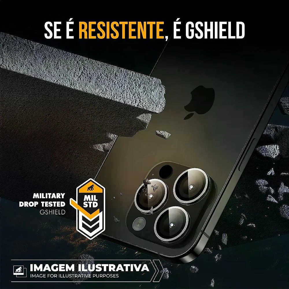 Protetor de Lente para iPhone 17 Pro - Survivor - Transparente com molde aplicador - Frame para câmera - Gshield