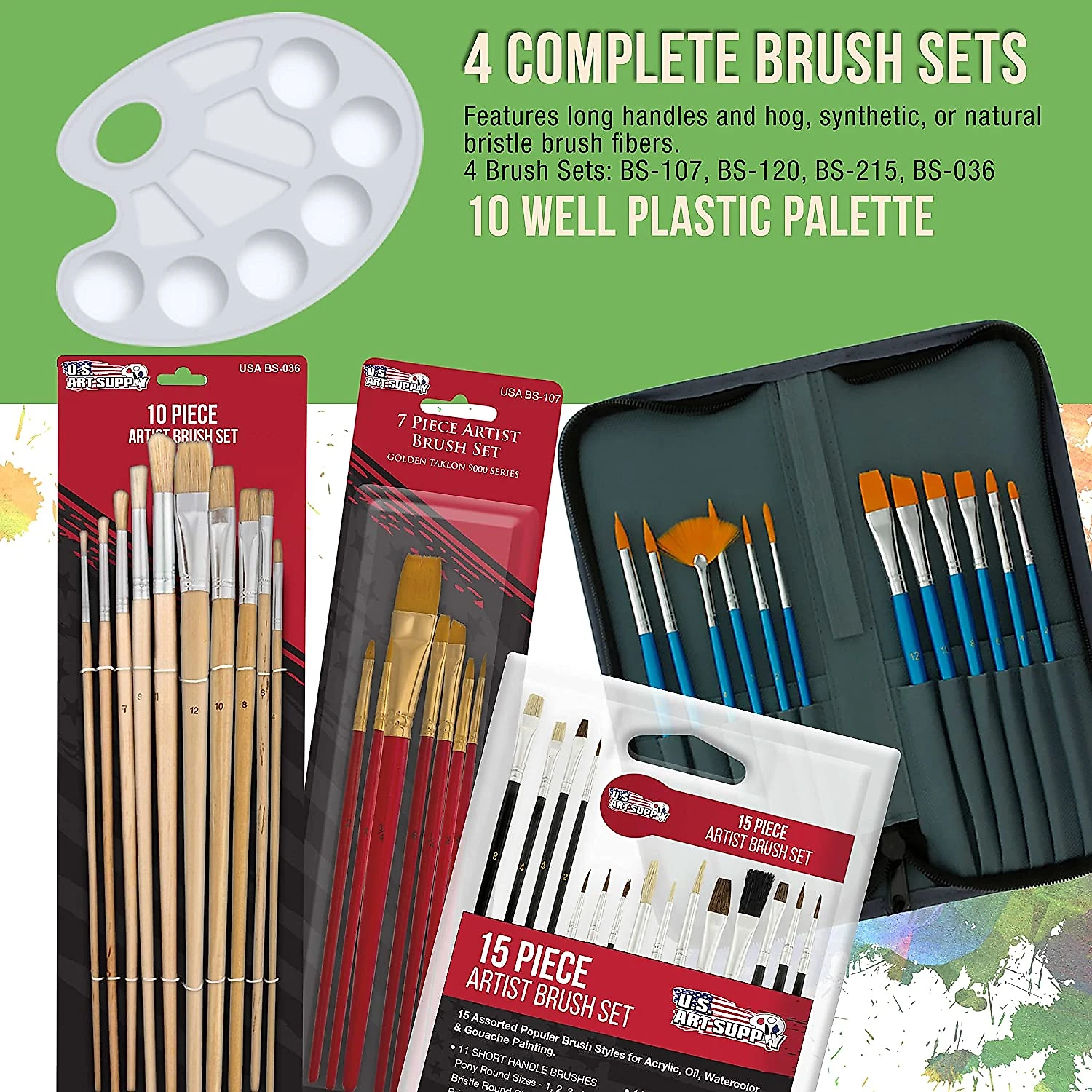 US KITALLD130 Kit de Pintura Conjunto Artístico com 133 Peças Inclui 72 Tintas