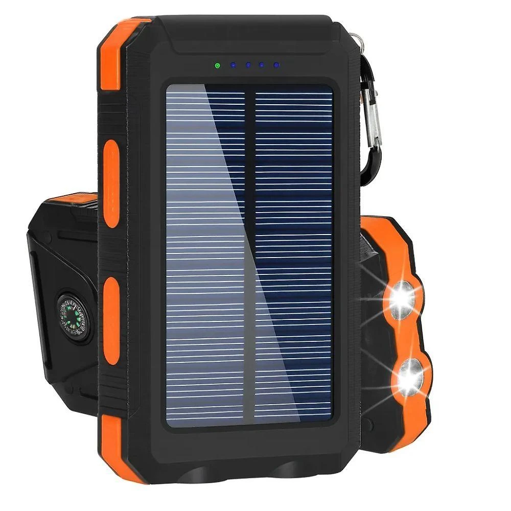 Carregador Portátil Power Bank Solar Usb Laranja – Energia Sustentável Em Qualquer Lugar