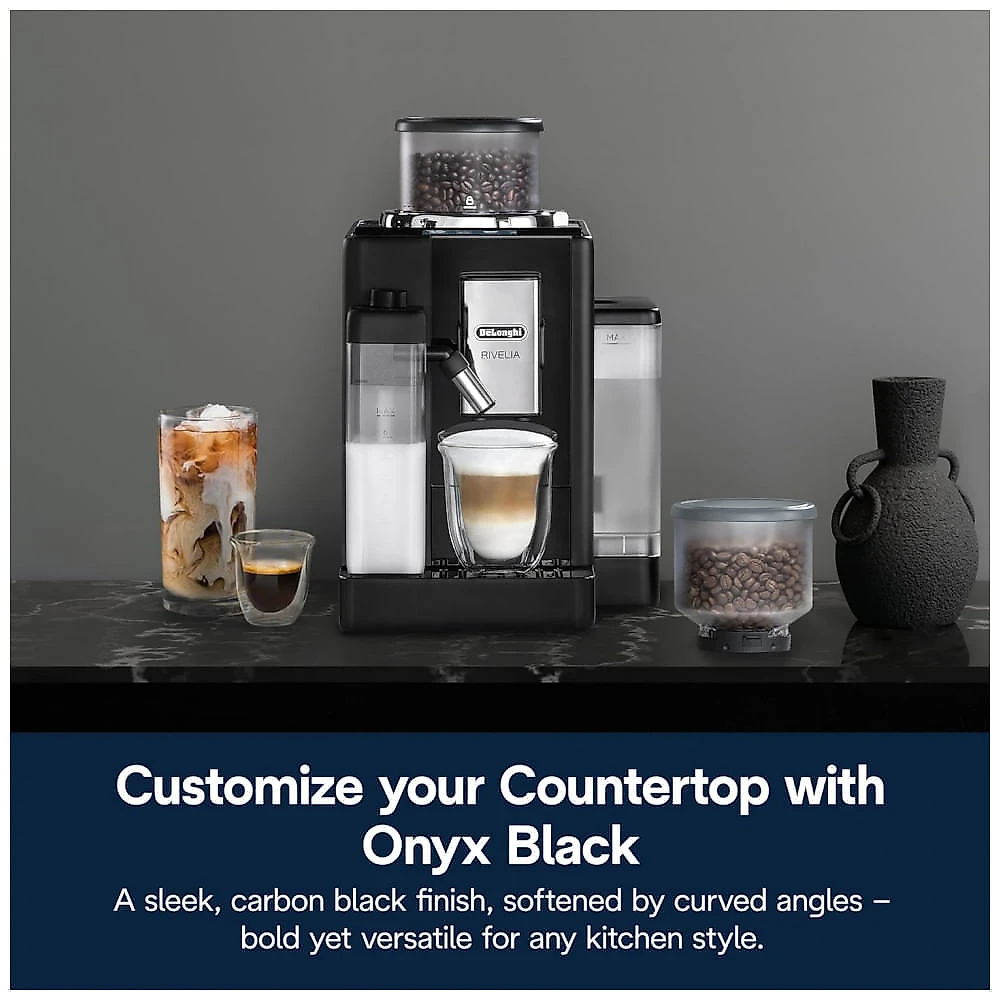 Máquina de Café Espresso Automática De'Longhi Rivelia Preta Moedor Integrado, Espumador, Sistema Bean Switch 120V