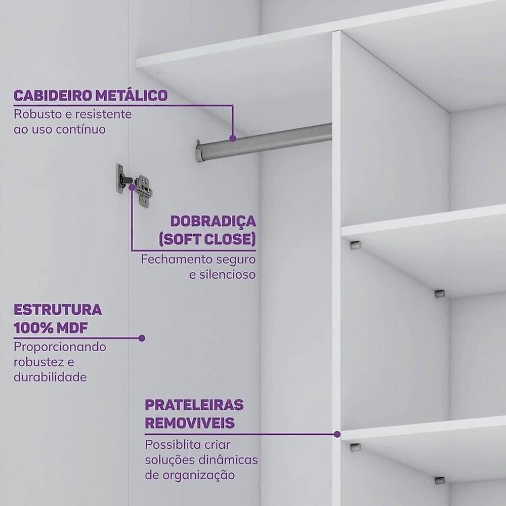Guarda-Roupa Modulado e Cama Casal Montessoriano Infantil Wave Casatema MadeiraOriginals Natural/Branco