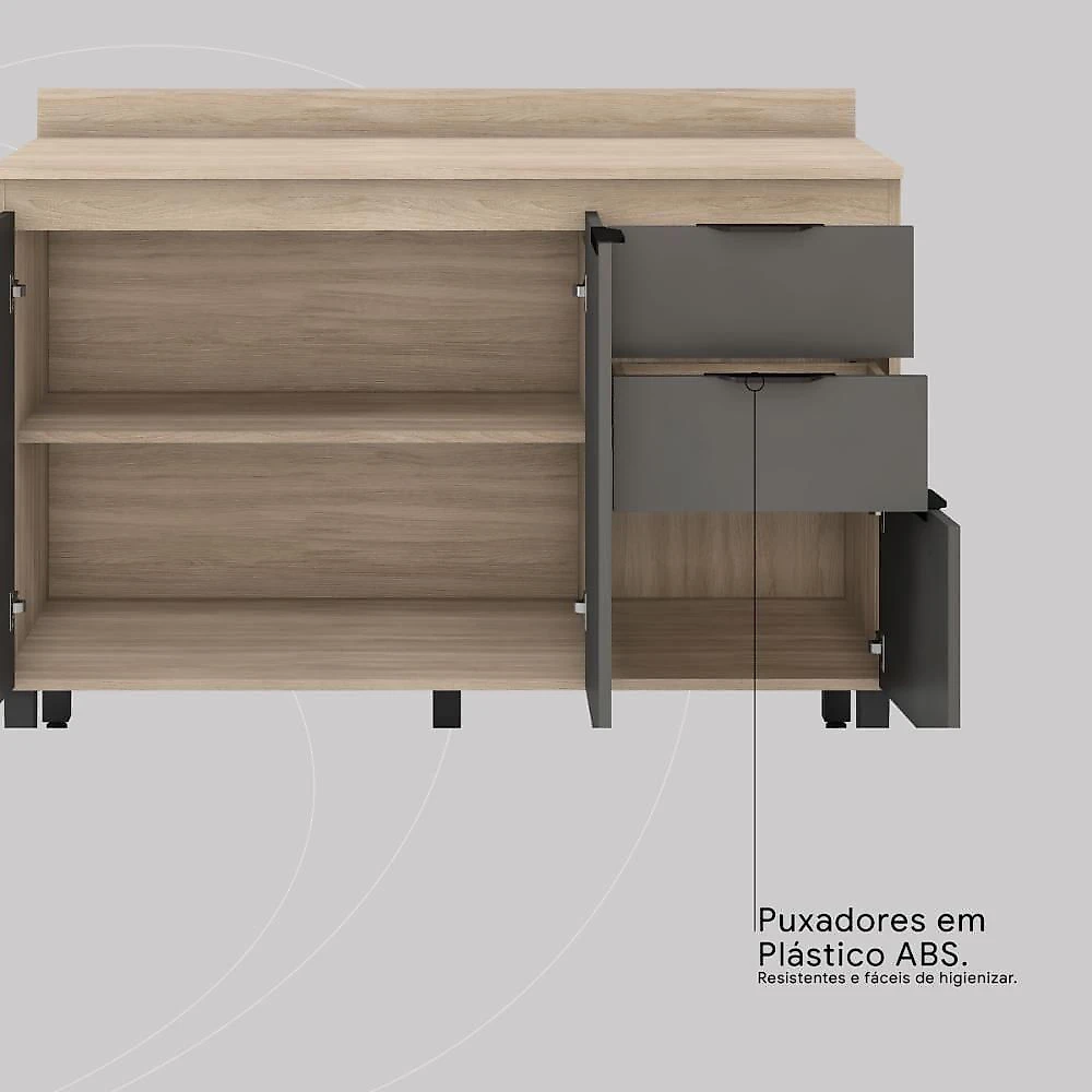 Cozinha Modulada Firenze 10 Portas 2 Gavetas Avena/grafito Demobile Avena/grafito